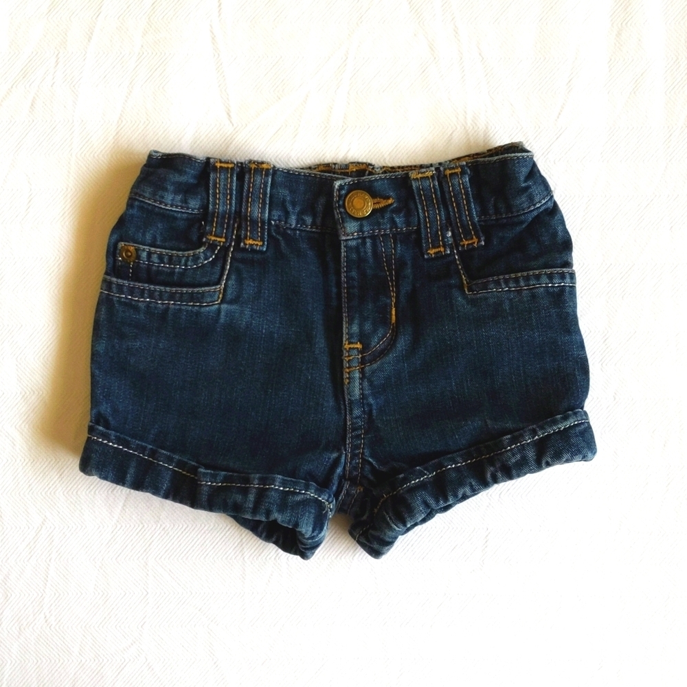 VTG Old Navy Dark Denim Flap Pocket Shorts 18-24M Y2K Western Utility Cuffed